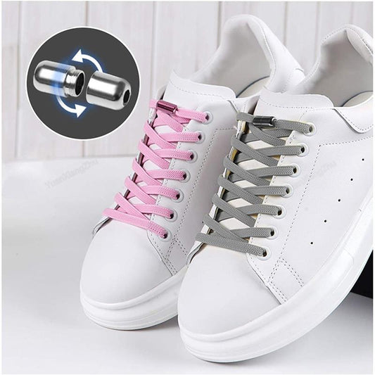 1Pair Multicolor Lock Elastic Sneaker Laces No Tie Elastic Shoelace - ESSENTIALS365