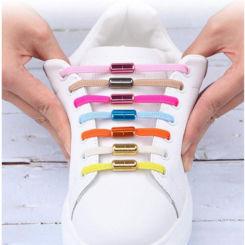 1Pair Multicolor Lock Elastic Sneaker Laces No Tie Elastic Shoelace - ESSENTIALS365