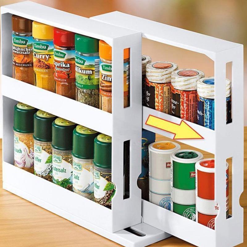 2 - layer Rotatable Push - pull Multi - Function Storage Rack - ESSENTIALS365