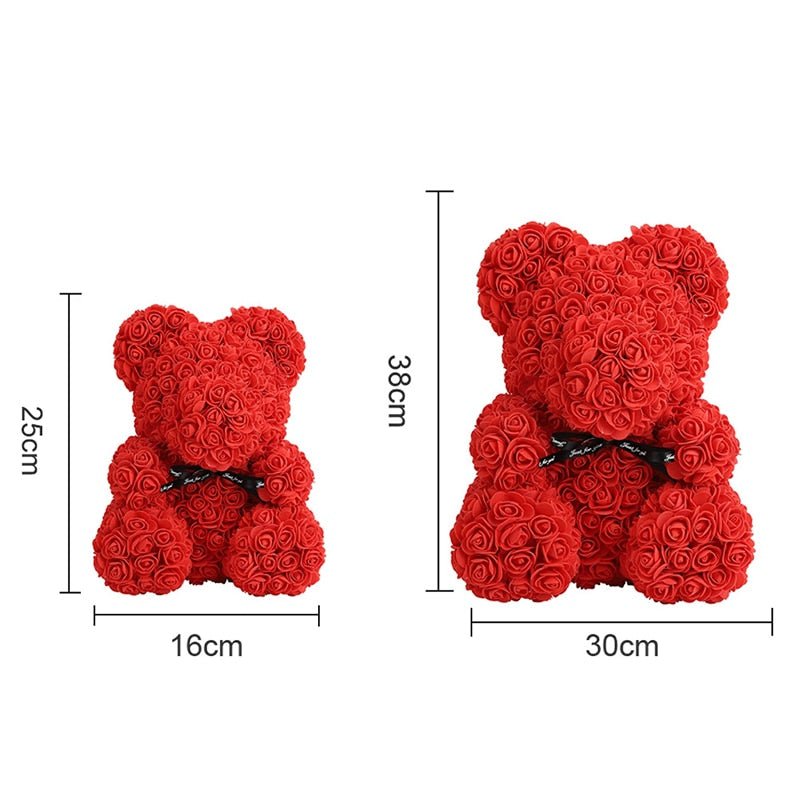 25cm Red Rose Teddy Bear Rose Flower Artificial Decoration Christmas Women Valentines Gift - ESSENTIALS365