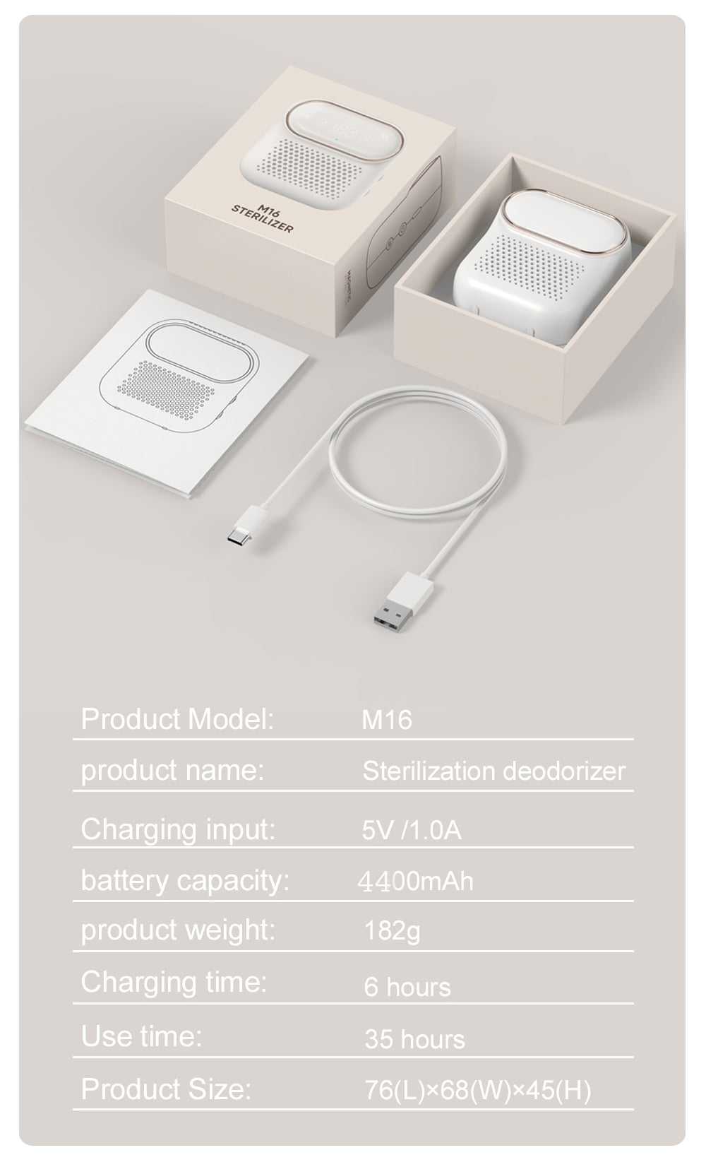 Refrigerator Deodorizing Sterilizer Household Kitchen Ozone Generator Air Purifier Keeping Fresh Rechargeable Deodorant