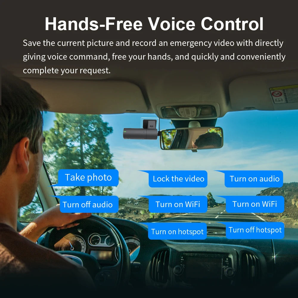 Dash Camera for Car 1440P Video Recorder Voice Control 24H Parking Mode App Control Night Vision