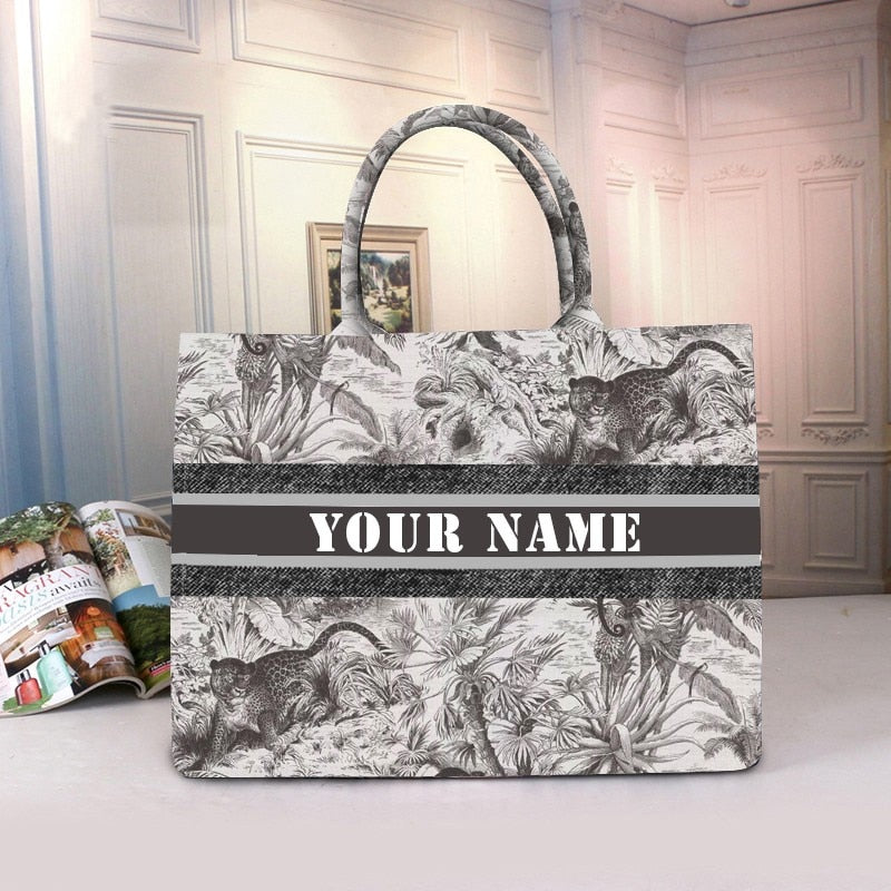 Personalized lady Handbag Canvas Book Tote Bag