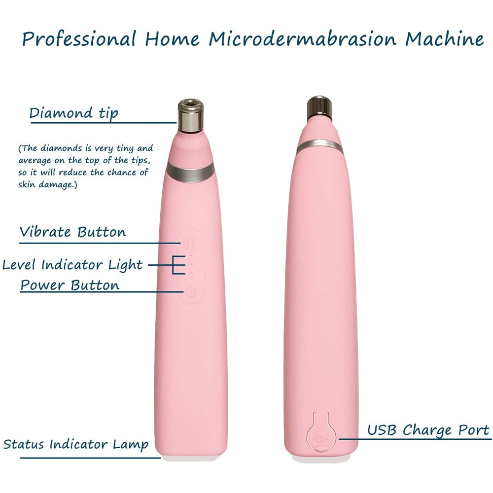 Handheld Diamond Microdermabrasion Pore Vacuum Blackhead Removal for Skin Toning Anti Aging Home Facial Treatment