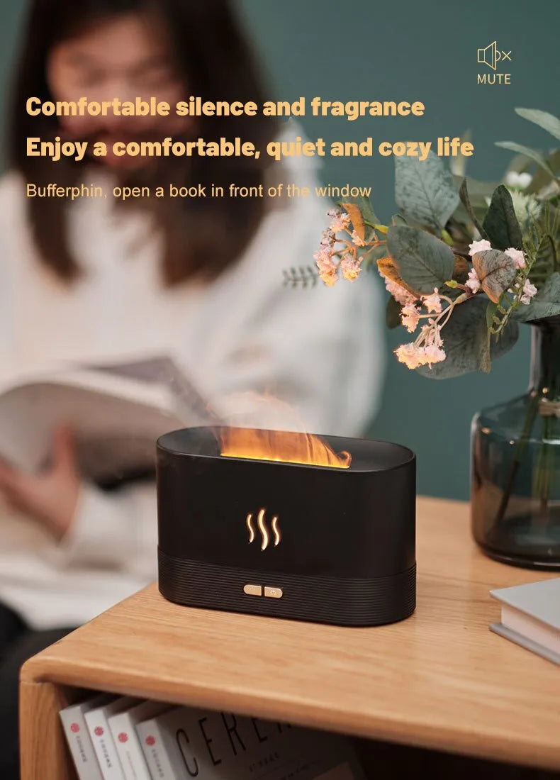 Essential Oil Flame Humidifier Ultrasonic Air Humidifier With LED Lighting Simulation Colorful Flame Fragrance Machine