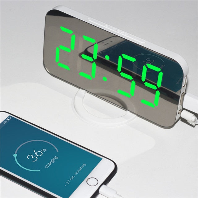 Digital LED Display Alarm Clock with 2 USB Output Ports - ESSENTIALS365