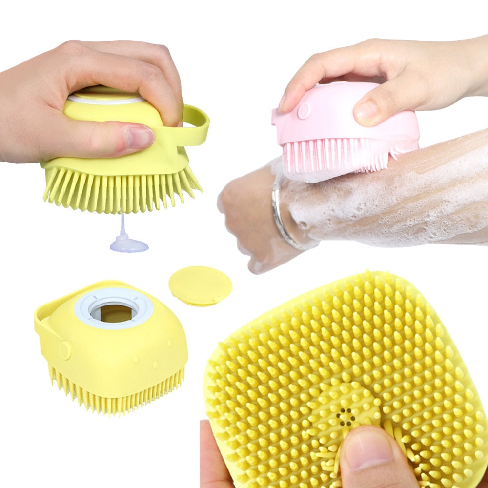 Pet Dog Cat Bath Brush 2-in-1 Pet SPA Massage Comb Soft Silicone Pet Shower Hair Grooming Cmob Dog Cleaning Tool Pet Supplies - ESSENTIALS365