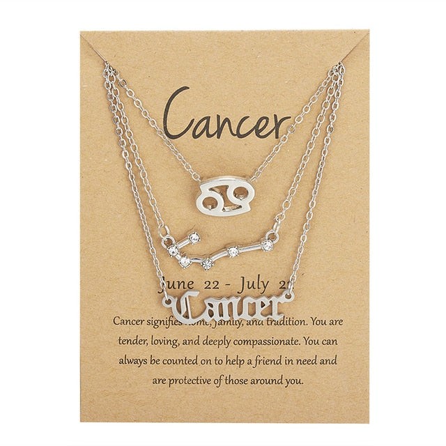 Zodiac Sign Necklace With Cardboard Card - ESSENTIALS365