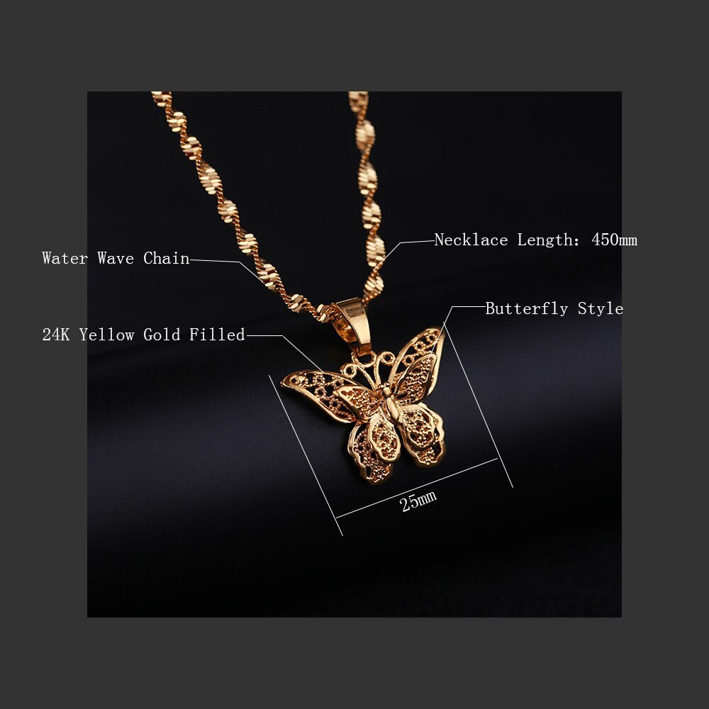 St.kunkka Butterfly Statement Necklaces Pendants Woman Chokers Collar Water Wave Chain Bib 24K Yellow Gold Filled Chunky Jewelry - ESSENTIALS365