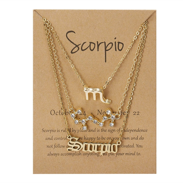 Zodiac Sign Necklace With Cardboard Card - ESSENTIALS365