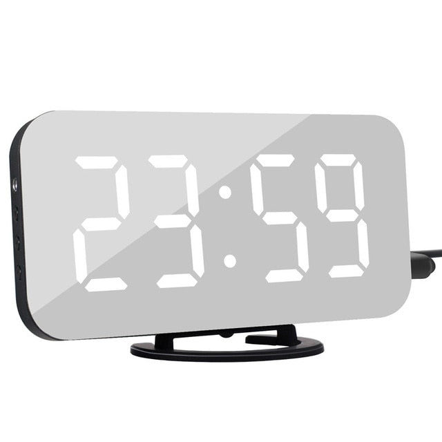 Digital LED Display Alarm Clock with 2 USB Output Ports - ESSENTIALS365