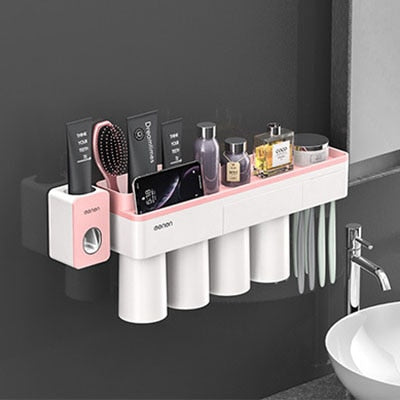 LEDFRE Toothpaste holder suction cup Wall Mounted Toothpaste Squeezer Holder Cleanser Storage Rack Bathroom Accessories Set - ESSENTIALS365