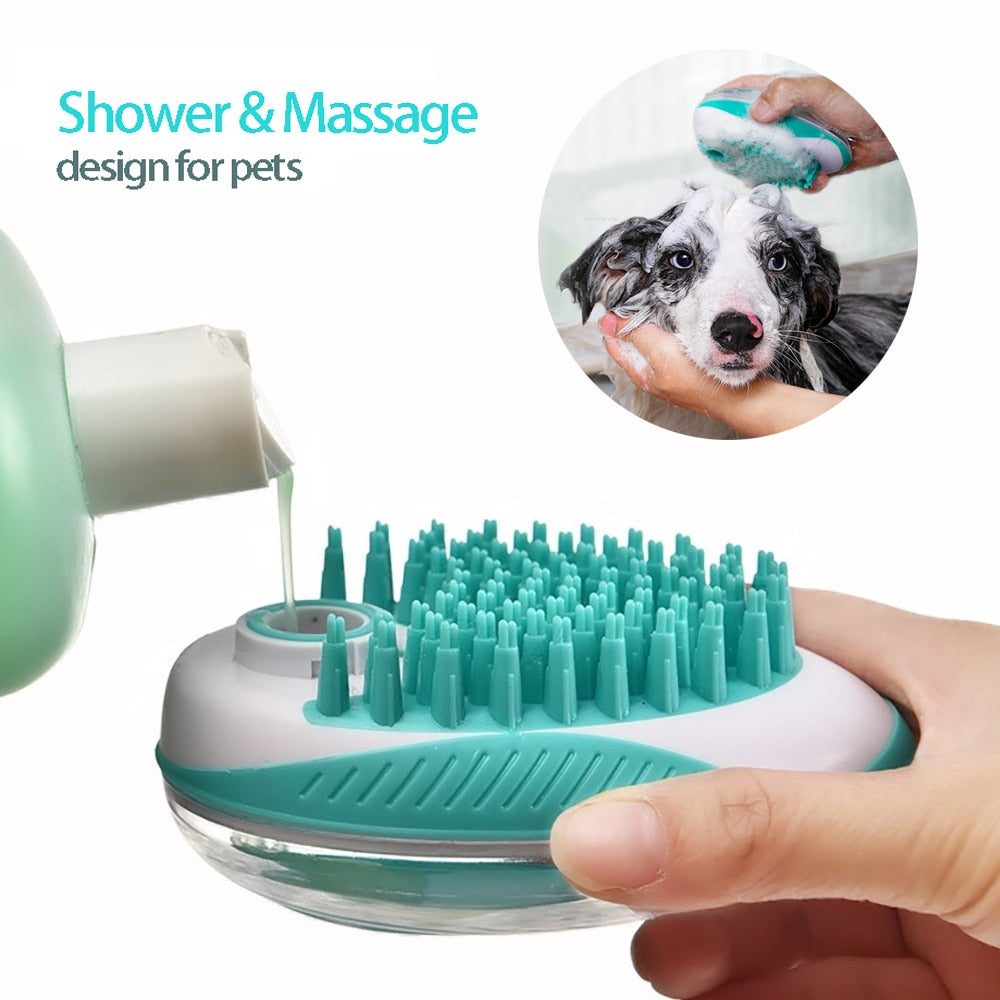 Pet Dog Cat Bath Brush 2-in-1 Pet SPA Massage Comb Soft Silicone Pet Shower Hair Grooming Cmob Dog Cleaning Tool Pet Supplies - ESSENTIALS365