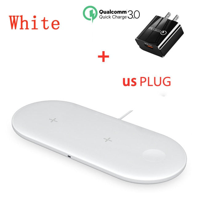 15W Fast Wireless Charger Standion 3 In 1 Qi Charging Dock For iPhone 12 11 Pro XS MAX XR X 8 Apple Watch SE 6 5 4 3 AirPods Pro - ESSENTIALS365