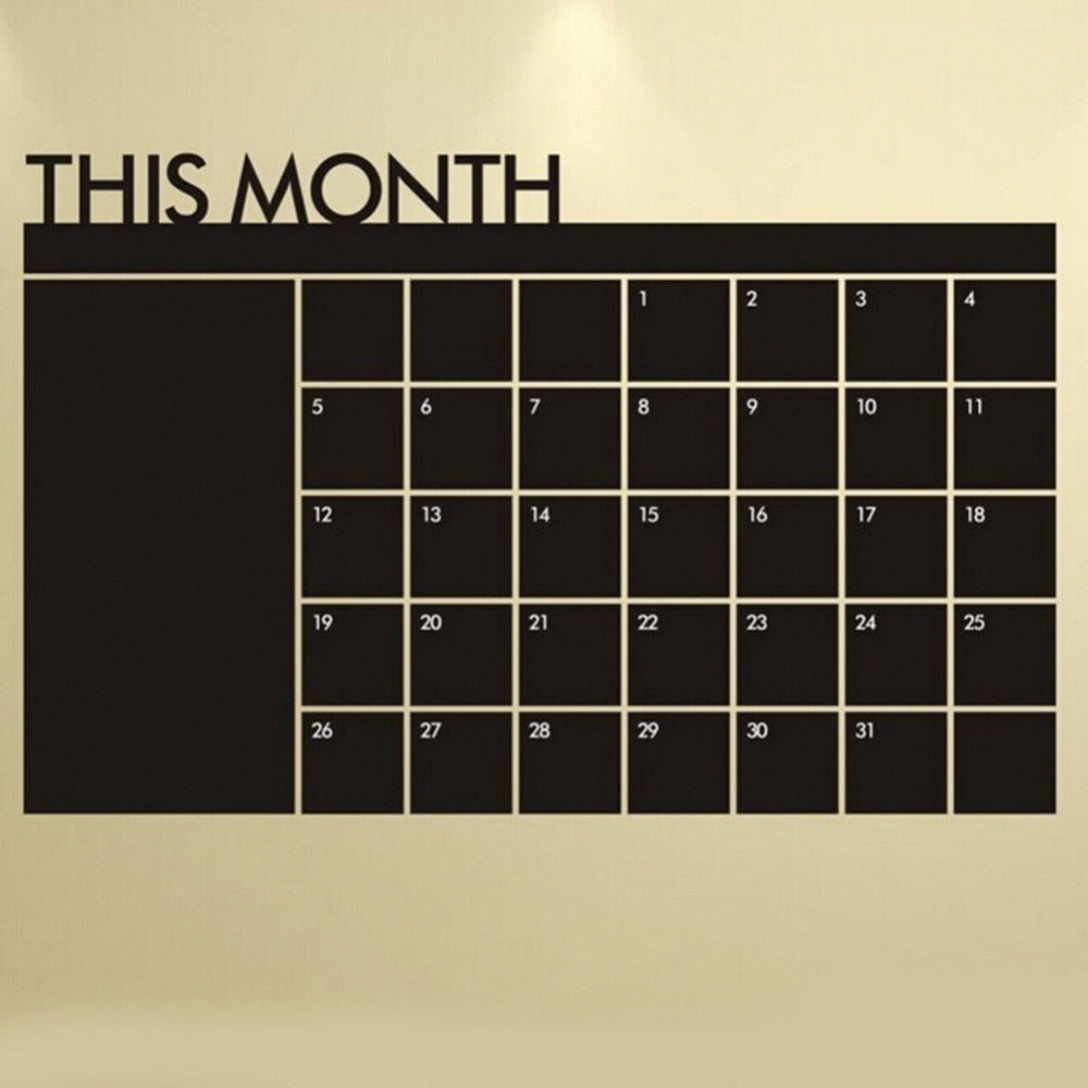 Monthly Chalkboard  Calendar Wall Sticker - ESSENTIALS365