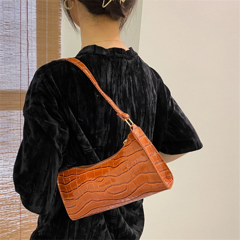 Crocodile Pattern PU Leather Handbag Female Shoulder Bag - ESSENTIALS365