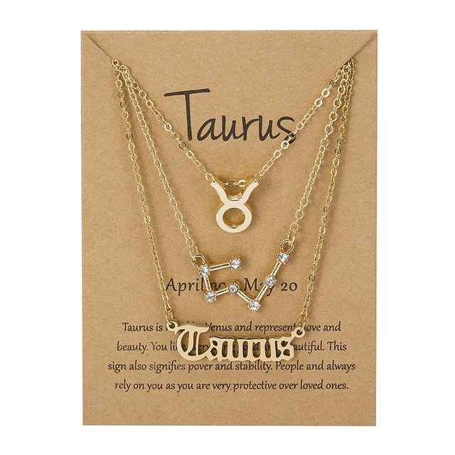 Zodiac Sign Necklace With Cardboard Card - ESSENTIALS365