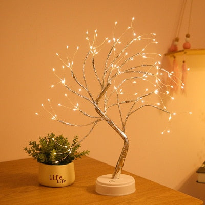 LED Night Light Mini Christmas Tree Copper Wire Garland Lamp For Kids Home Bedroom Decoration Decor Fairy Light Holiday lighting - ESSENTIALS365