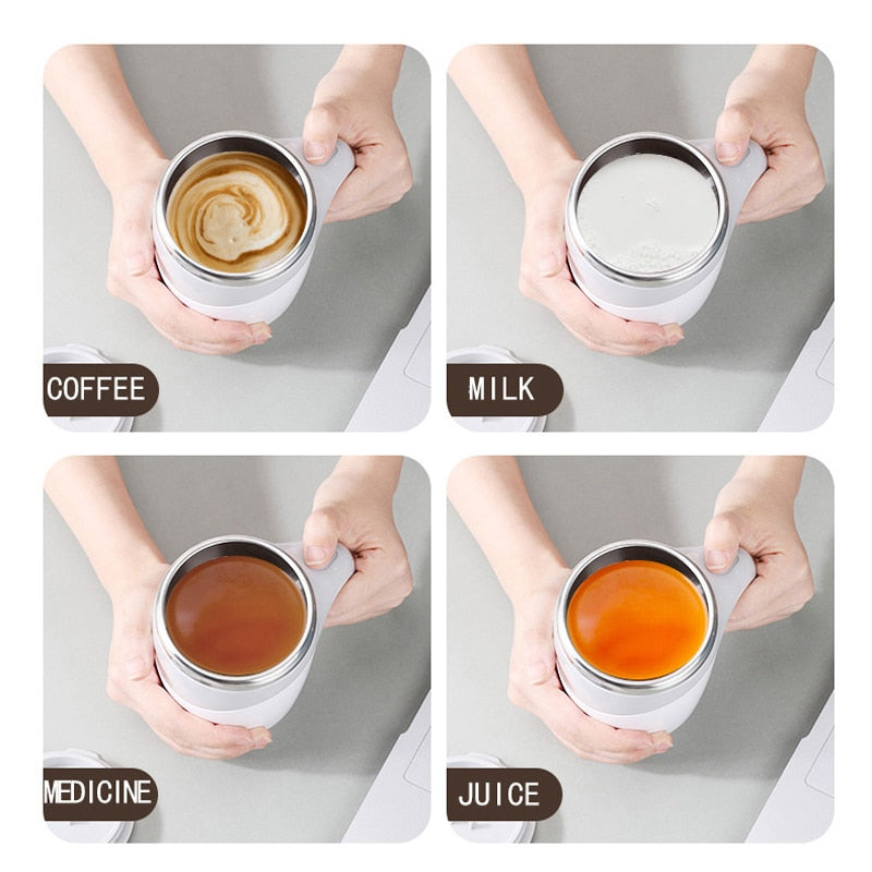 Automatic Self Stirring Magnetic Mug Stainless Steel Temperature Difference Coffee Mixing Cup Blender Smart Mixer Thermal Cup - ESSENTIALS365