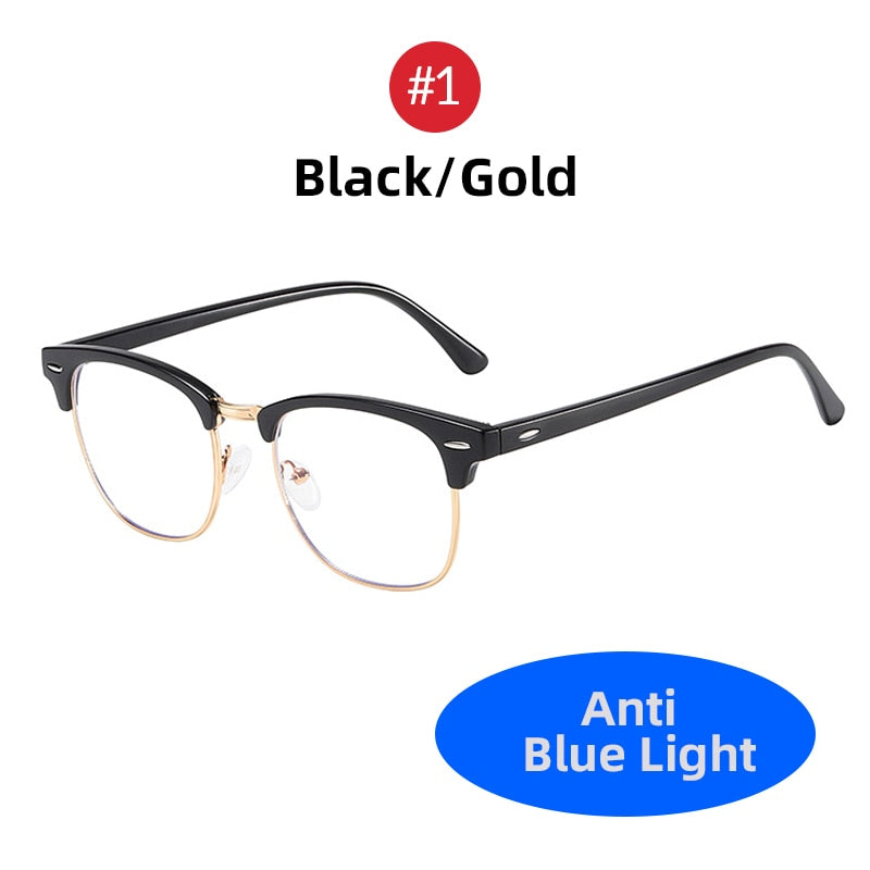 Classic Semi Rimless Anti Blue Light Blocking Glasses Men Square Ray Filter Eyeglasses Frames Computer Women Goggles - ESSENTIALS365