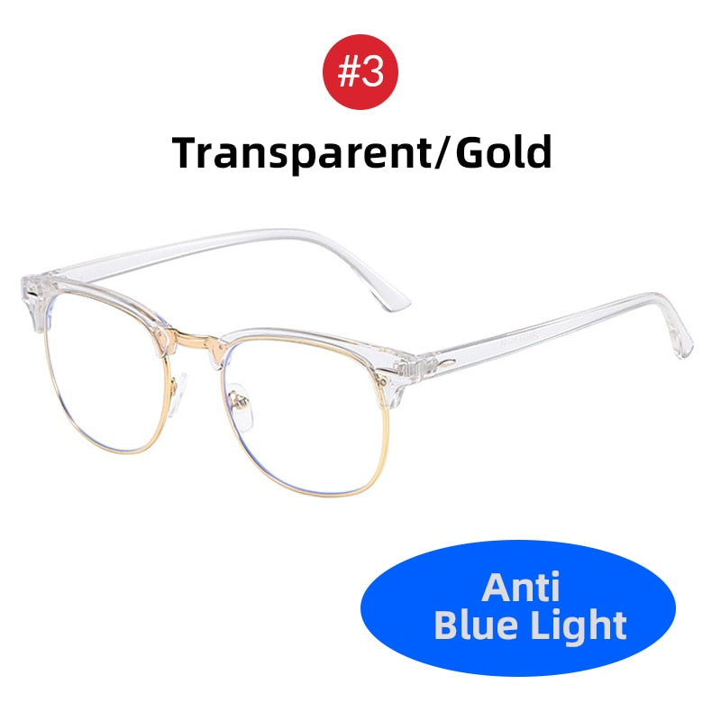 Classic Semi Rimless Anti Blue Light Blocking Glasses Men Square Ray Filter Eyeglasses Frames Computer Women Goggles - ESSENTIALS365