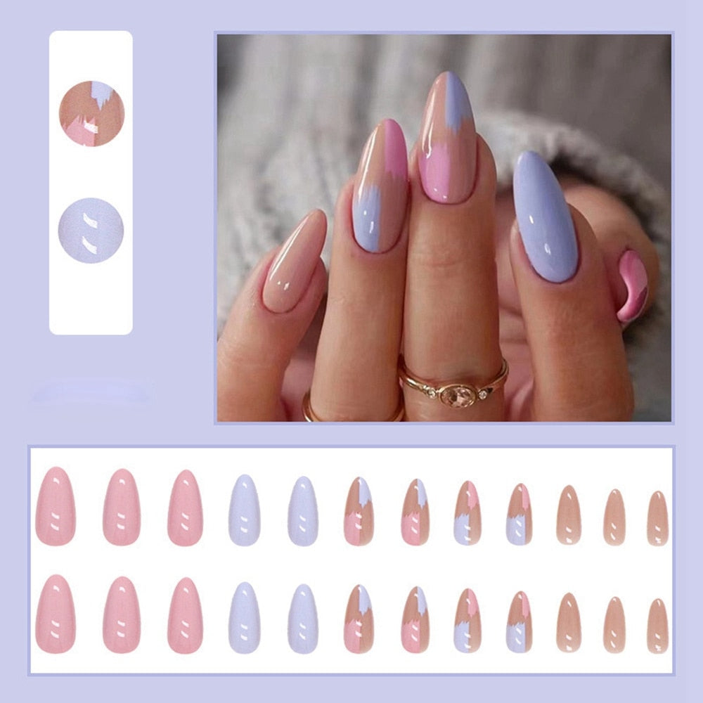 Simple French Manicure Fake Nails Press On Nail - ESSENTIALS365