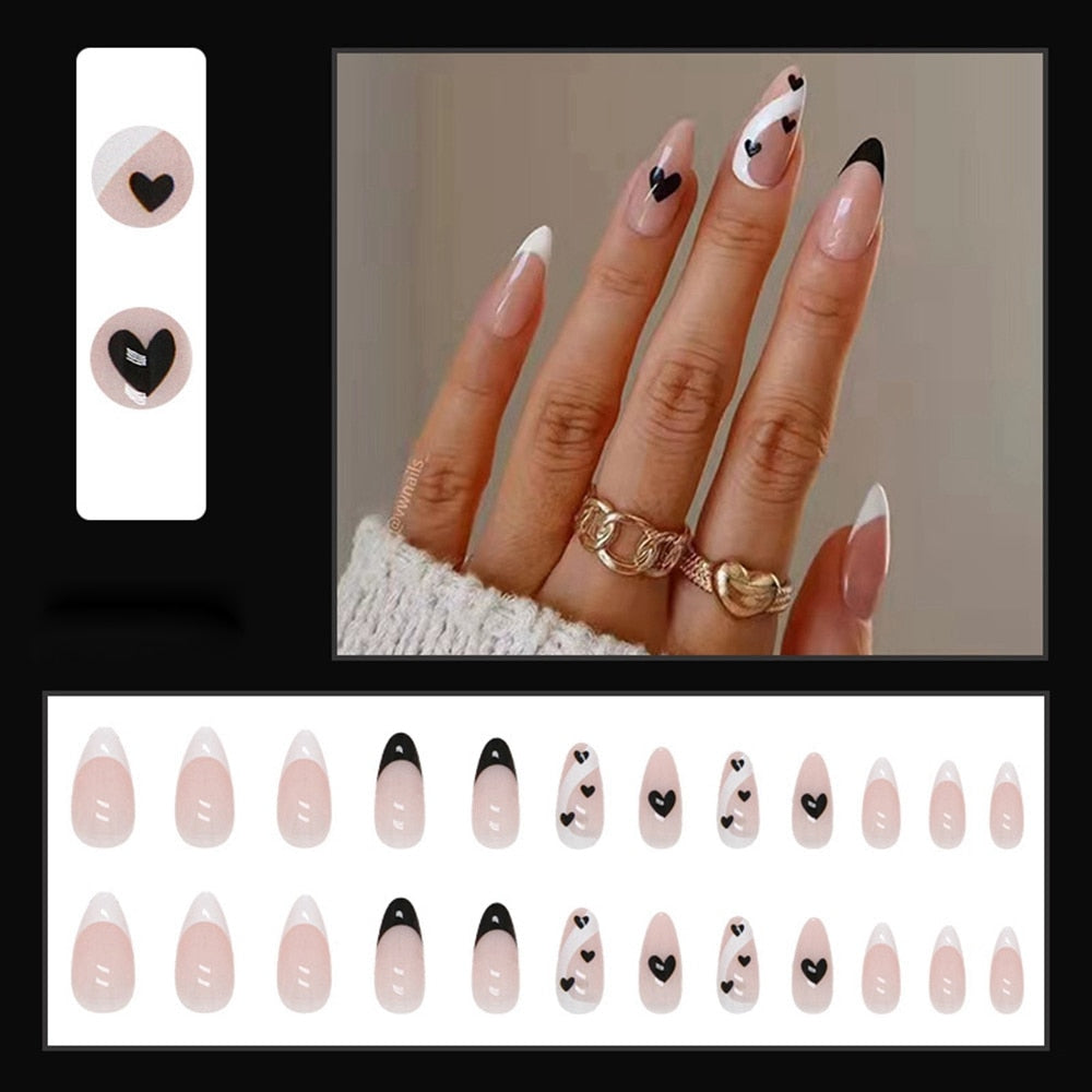 Simple French Manicure Fake Nails Press On Nail - ESSENTIALS365