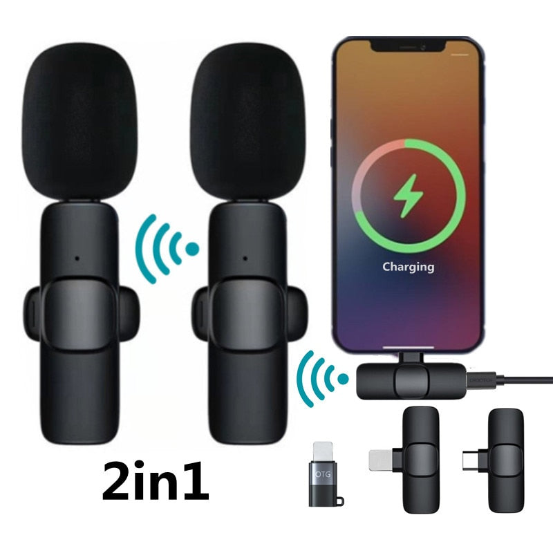 Professional Wireless Lavalier Lapel Microphone for iPhone, iPad - Cordless Omnidirectional Condenser Recording Mic for Interview Video Podcast Vlog YouTube - ESSENTIALS365