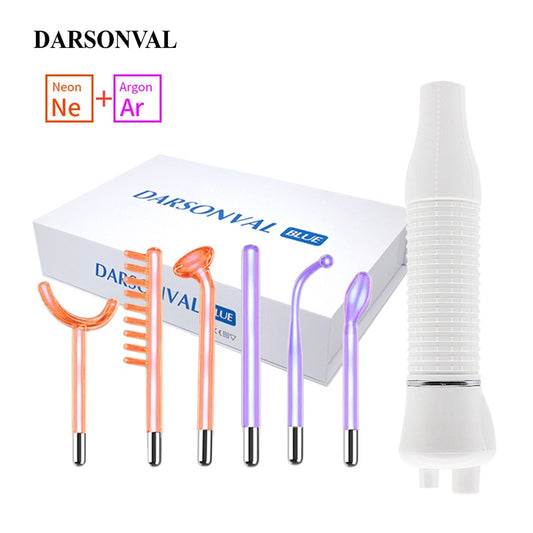 Portable High Frequency Facial Machine Skin Therapy With 6 Neon &amp; Argon Wands Remove Wrinkles Acne Facial Therapy Wand - ESSENTIALS365