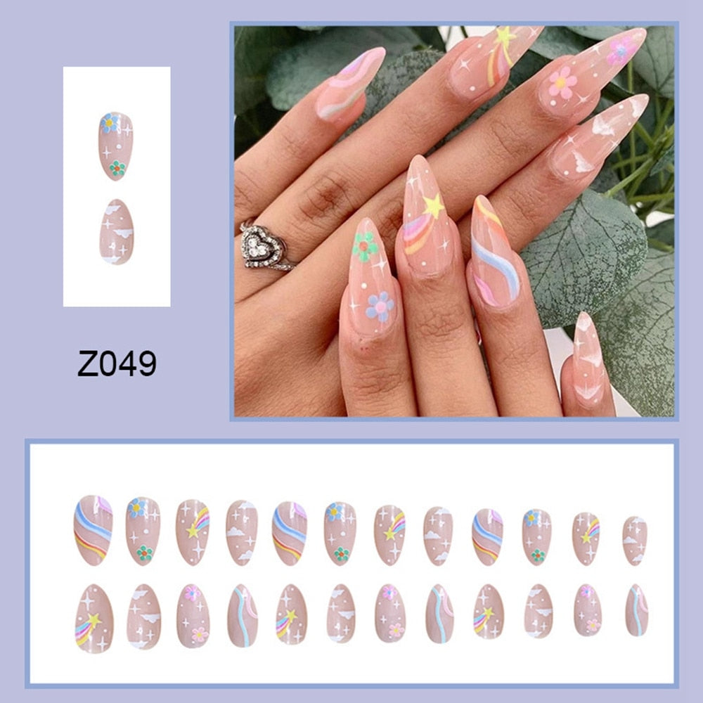 Simple French Manicure Fake Nails Press On Nail - ESSENTIALS365