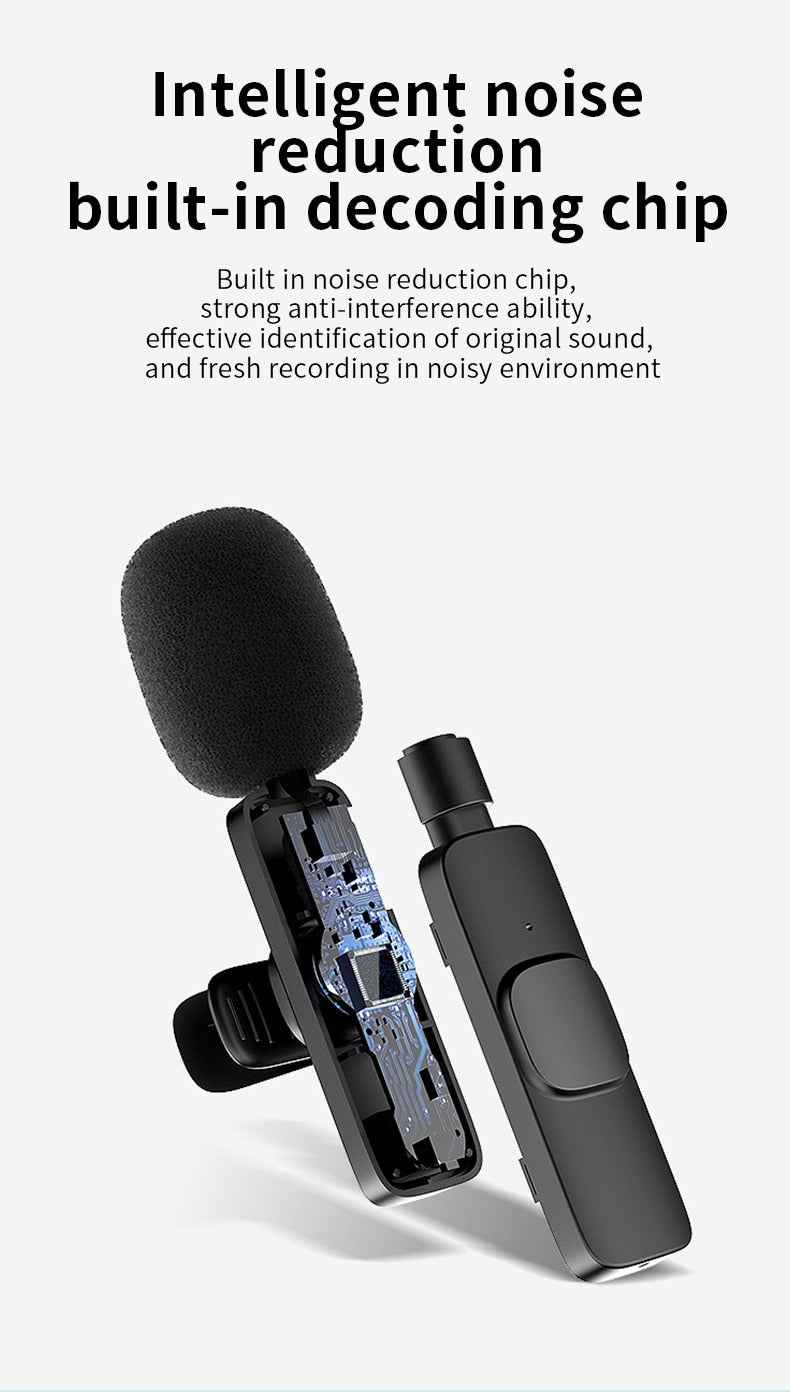 Professional Wireless Lavalier Lapel Microphone for iPhone, iPad - Cordless Omnidirectional Condenser Recording Mic for Interview Video Podcast Vlog YouTube - ESSENTIALS365