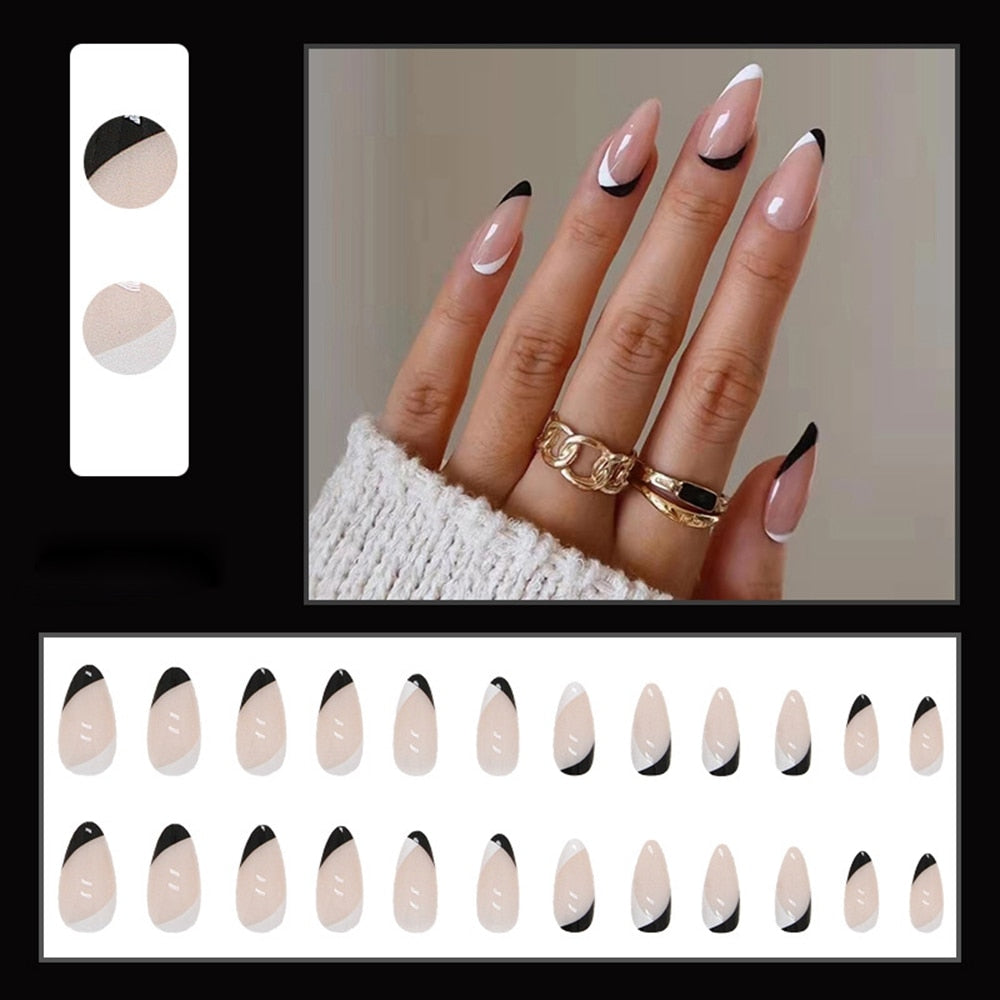 Simple French Manicure Fake Nails Press On Nail - ESSENTIALS365