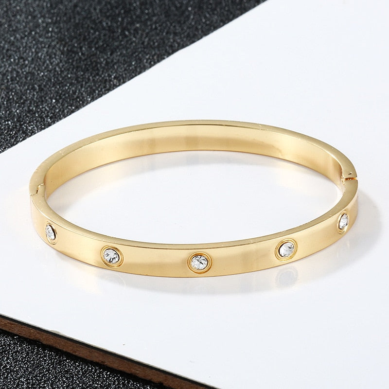 Gold Plating Lover Bracelets&amp;Bangles for Women Rose Gold Color Stainless Steel Charming Cuff Bracelet Luxury  Gifts - ESSENTIALS365