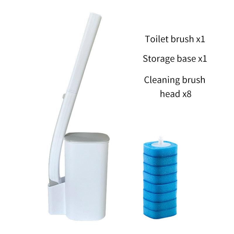 Disposable Toilet Brush with Cleaning Liquid Wall-Mounted Cleaning Tool for Bathroom