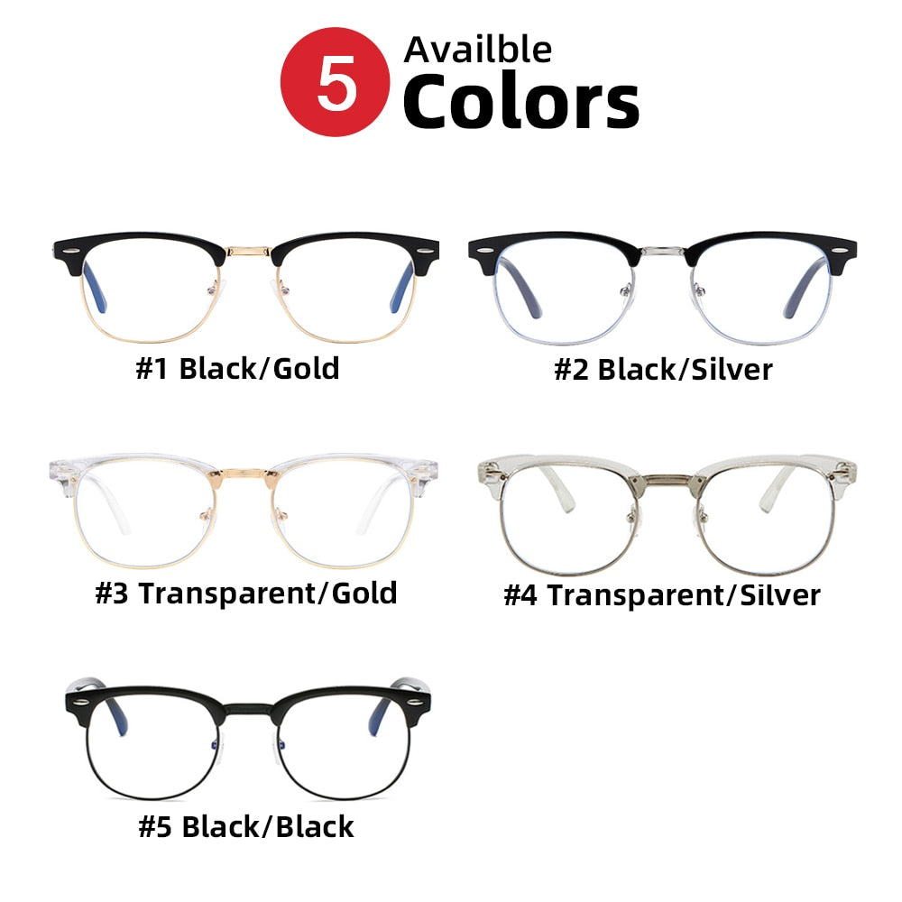 Classic Semi Rimless Anti Blue Light Blocking Glasses Men Square Ray Filter Eyeglasses Frames Computer Women Goggles - ESSENTIALS365