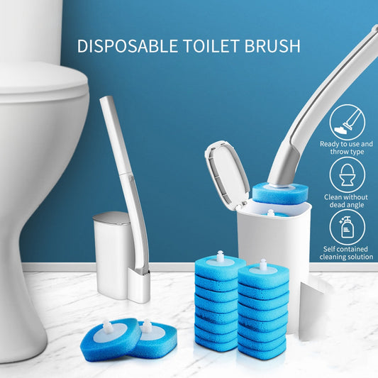 Disposable Toilet Brush with Cleaning Liquid Wall-Mounted Cleaning Tool for Bathroom