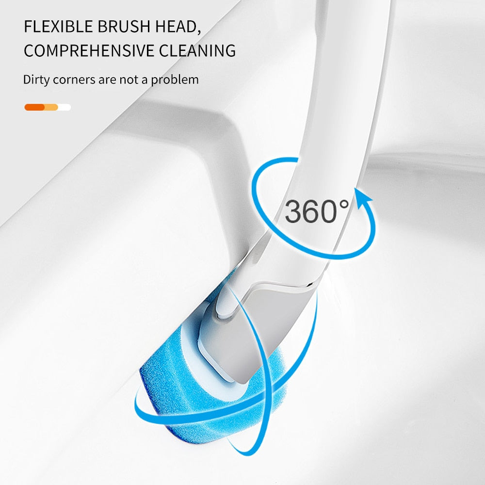 Disposable Toilet Brush with Cleaning Liquid Wall-Mounted Cleaning Tool for Bathroom