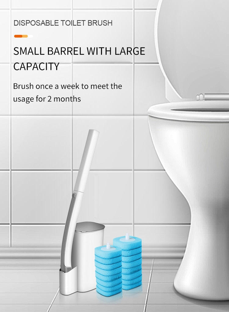 Disposable Toilet Brush with Cleaning Liquid Wall-Mounted Cleaning Tool for Bathroom