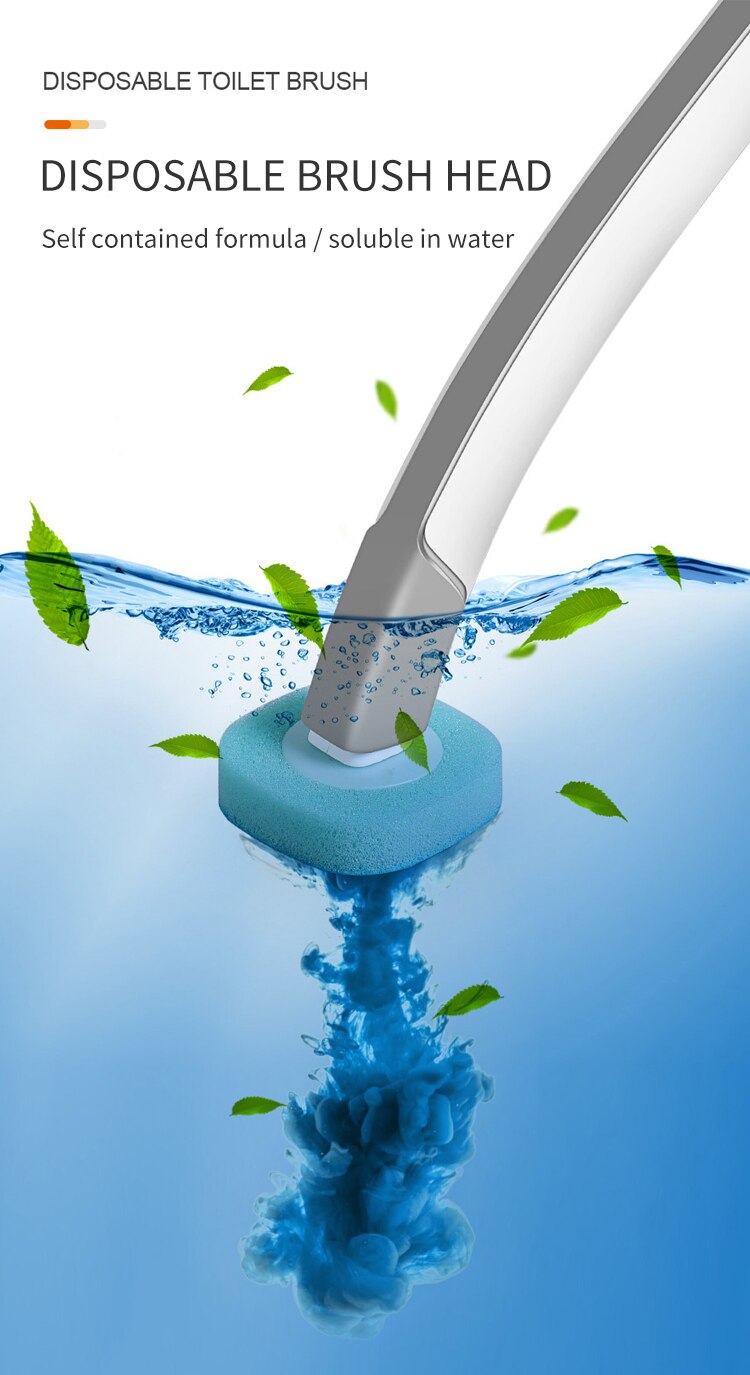 Disposable Toilet Brush with Cleaning Liquid Wall-Mounted Cleaning Tool for Bathroom