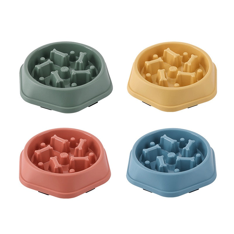 Pet Cat Dog Slow Food Bowl Fat Help Healthy Round Anti-choking Thickened And Non-slip Multiple Colors Shapes - ESSENTIALS365