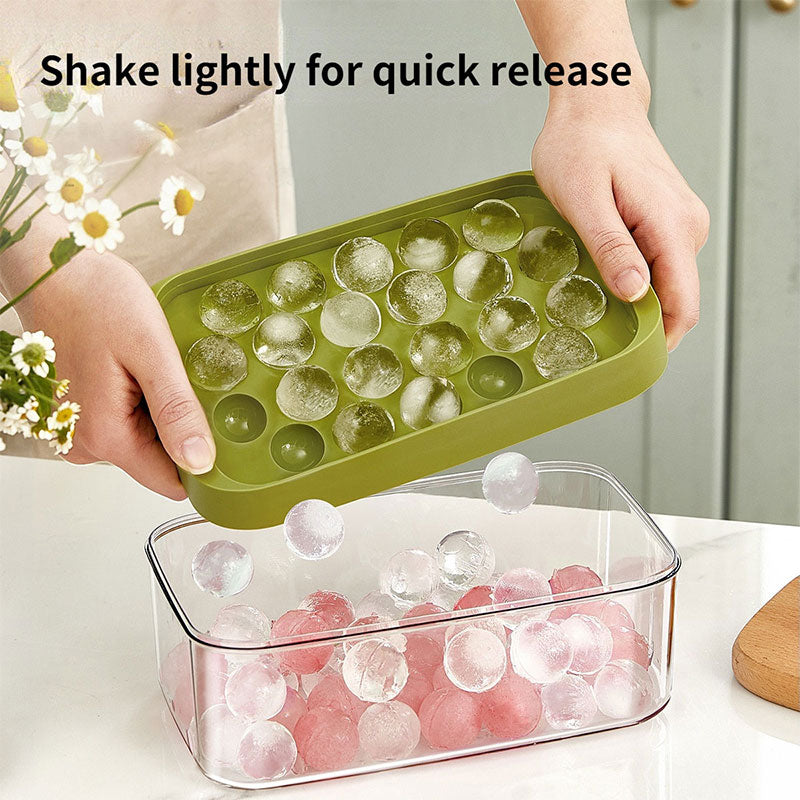 Round Ice Cube Tray with Storage Box Creative Quick Release Ice Cube Molds Party Bar Kitchen Square Container Cold Drink Set - ESSENTIALS365