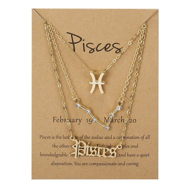 Zodiac Sign Necklace With Cardboard Card - ESSENTIALS365