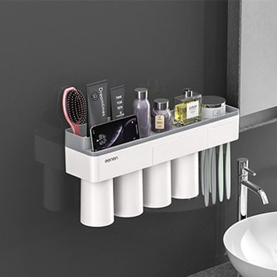 LEDFRE Toothpaste holder suction cup Wall Mounted Toothpaste Squeezer Holder Cleanser Storage Rack Bathroom Accessories Set - ESSENTIALS365