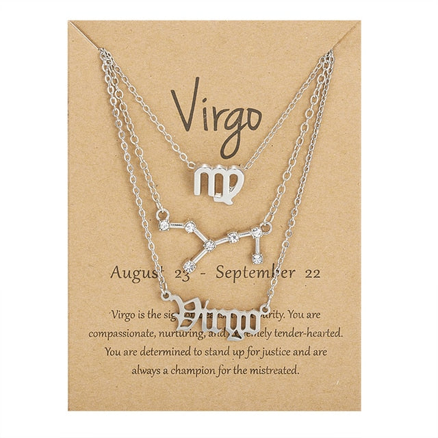 Zodiac Sign Necklace With Cardboard Card - ESSENTIALS365