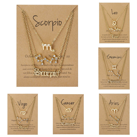 Zodiac Sign Necklace With Cardboard Card - ESSENTIALS365