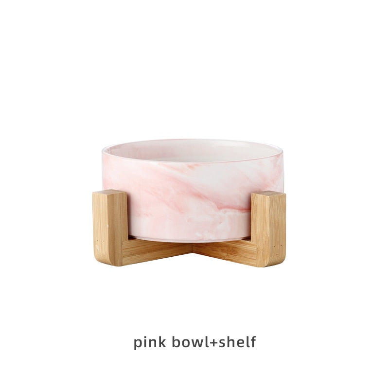 Marbling Ceramic Double Bowl For Pet - ESSENTIALS365