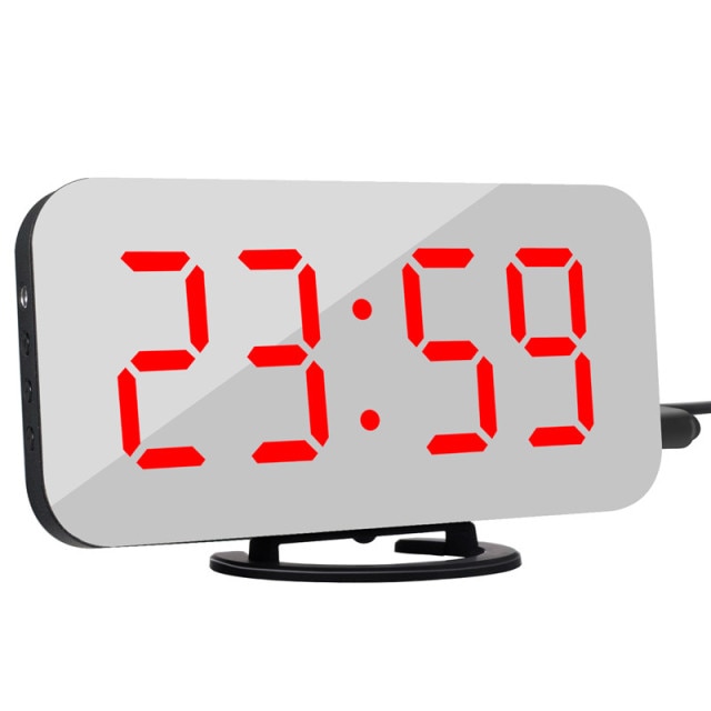 Digital LED Display Alarm Clock with 2 USB Output Ports - ESSENTIALS365