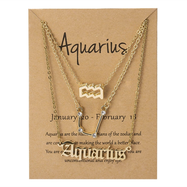 Zodiac Sign Necklace With Cardboard Card - ESSENTIALS365