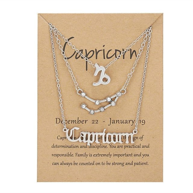 Zodiac Sign Necklace With Cardboard Card - ESSENTIALS365