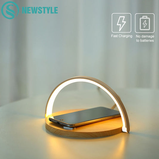 10W Qi Fast Wireless Charger Table Lamp For iPhone X XR XS - ESSENTIALS365